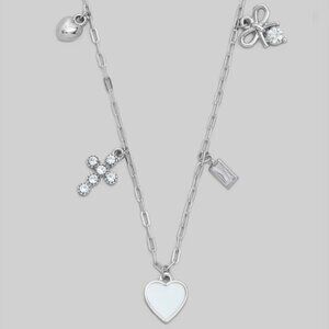 VANNA SILVER HEART CHARM NECKLACE